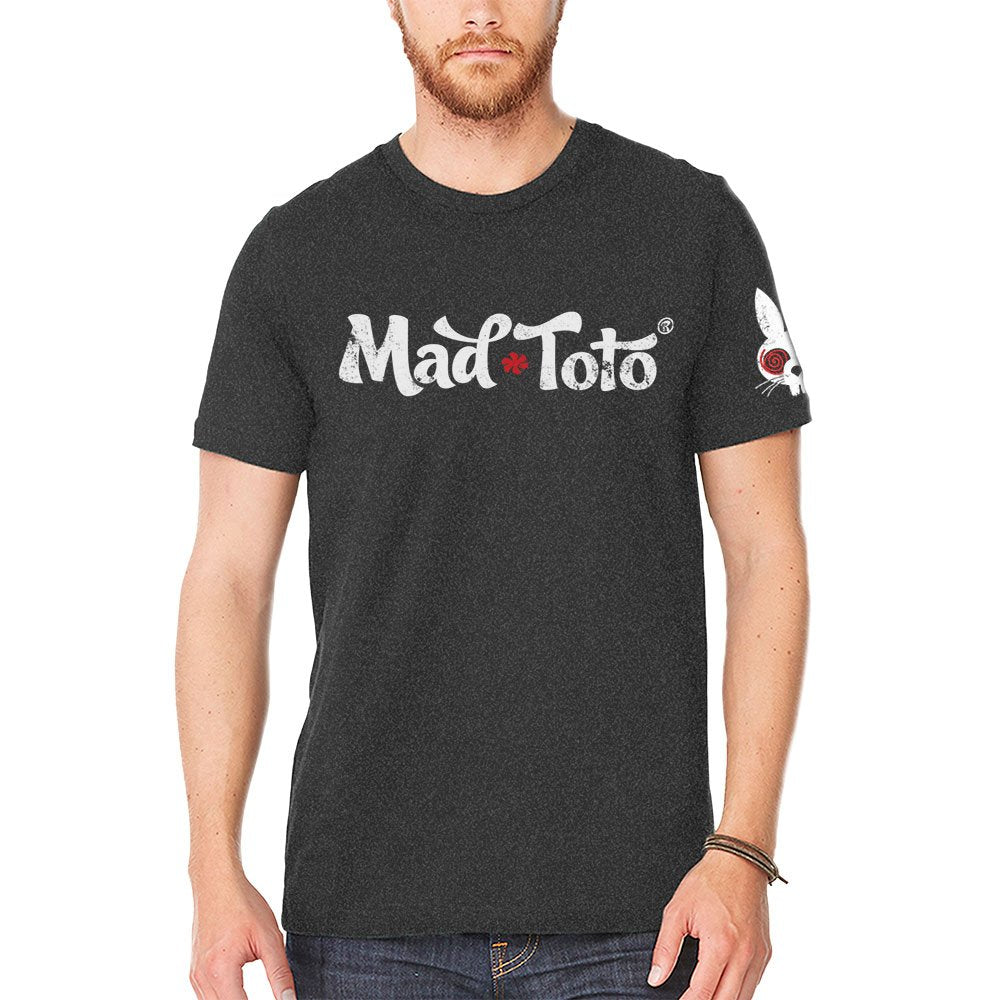 Mad Toto Crew Neck T Shirt - Distressed Logo (Xx-Large, Dark Grey)