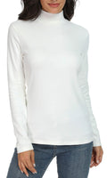 Udobana Women s Mock Turtleneck Cotton Basic Thermal Tops White Small