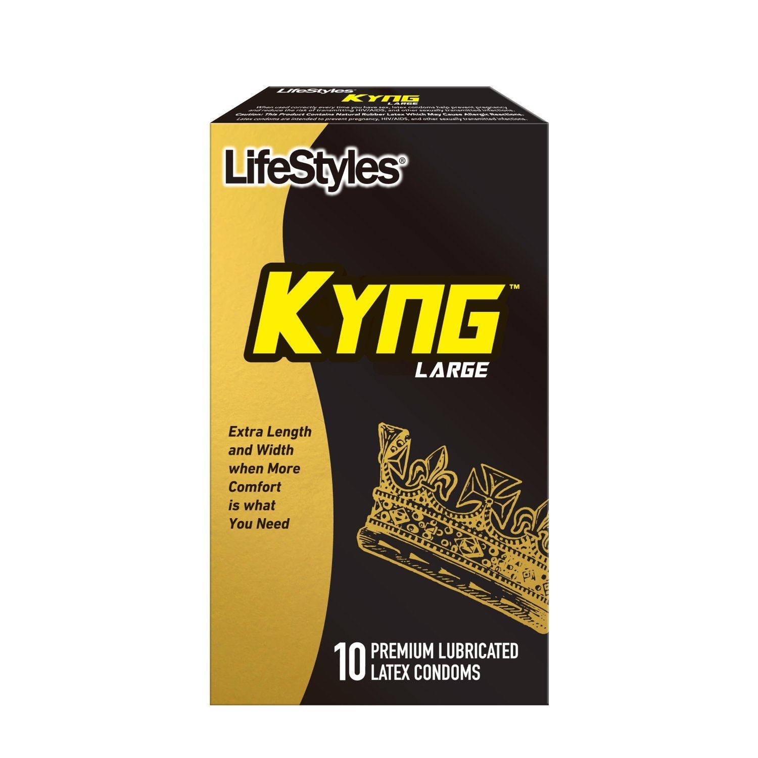 Lifestyles Kyng Large - 10 Premium Lubricated Latex Condoms