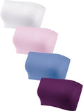 Geyoga 4 Pieces Strapless Bandeau Bra, Seamless Bralettes Stretchy Non Padded Bandeau Tube Top Bra for Women (Fresh Colors, XX-L