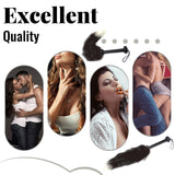 Kutocesy SM Tail Whip Black White Shaggy Couples Leather Whips and Paddle for Adults Sex Play Bedroom Feather Tickler Women