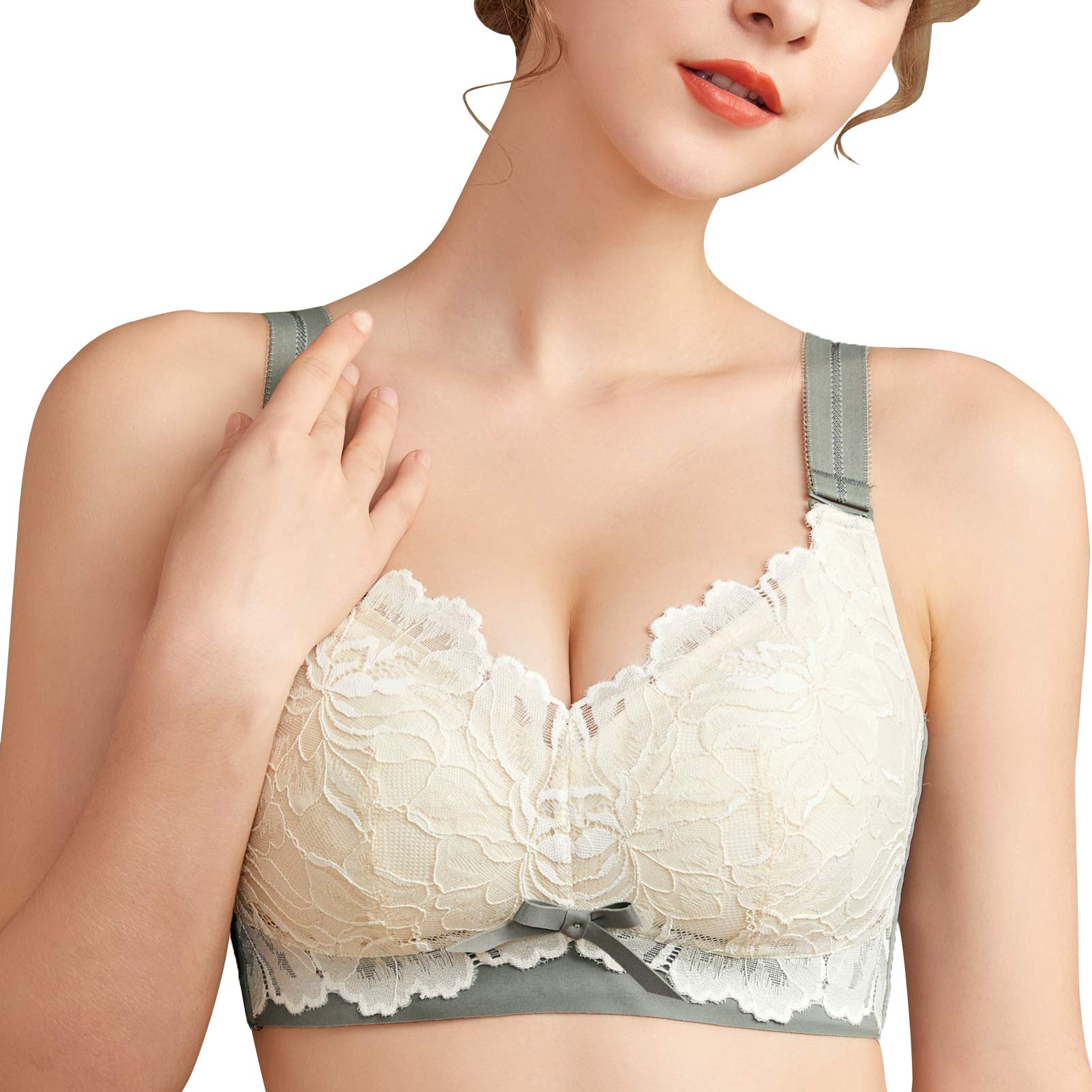 Wide Strap Cute Lift up Minimizing Back Push up Back Fat Sheer Full Coverage Comfortable no Underwire Comfy not Padded Bra Laure