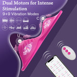 APP Remote Control Vibrator- Novelties Clit Stimulator Butterfly Sit and Ride Women Sex Toy with 9+9 Vibration Modes,Dual Motor