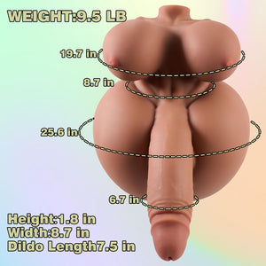 Clarerupt 3 in 1 Shemale Sex Doll Trans Sex Toy with Penetrable Dildo and Pussy Ass, FUTA Sex Doll Torso Male Masturbator with B