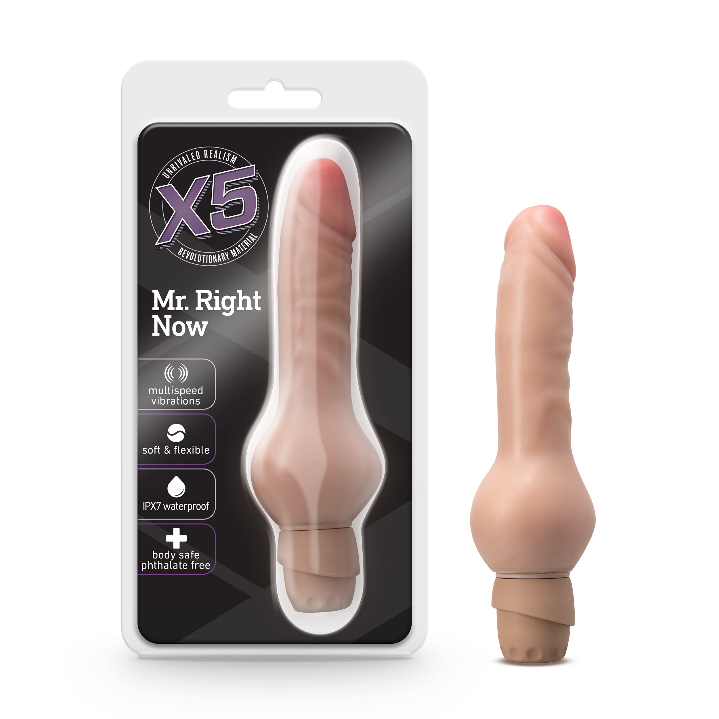 Blush Novelties 6.5 Realistic Curved Vibrating Dildo - Waterproof - Multi Speed Wide Bottom Vibrator - Sex Toy for Women - Sex T