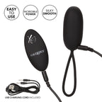 CalExotics Waterproof Silicone Remote Rechargeable Egg Vibrator - 12-Function Black Bullet with Easy Retrieval Cord for Couples