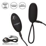 CalExotics Waterproof Silicone Remote Rechargeable Egg Vibrator - 12-Function Black Bullet with Easy Retrieval Cord for Couples