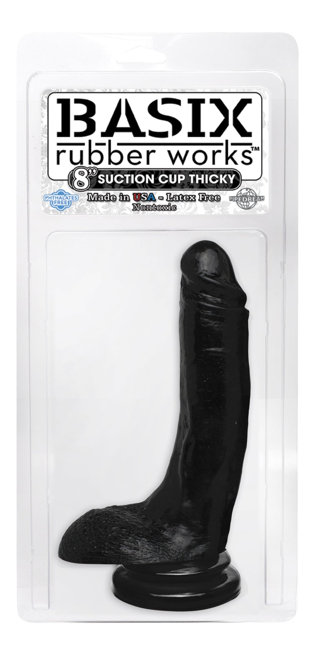 Basix 8-Inch Suction Cup ''Thicky'' Dong, Black
