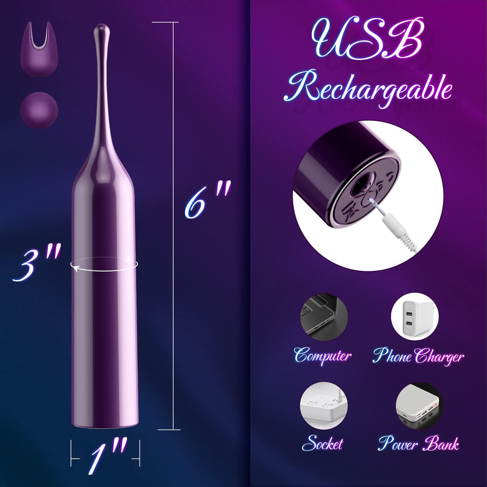 Clitoral Vibrator Sex Stimulator Toy for Women Pleasure, Precision Targeted Nipple Clip Mini Anal Clit Bullet Vibrator with 10 P