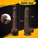 FIDECH Thrusting Vibrator Dildo Sex Toys with Rotating and Heating - 9.8 Inches Realistic Black Telescopic Penis for Anal Clitor