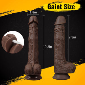FIDECH Thrusting Vibrator Dildo Sex Toys with Rotating and Heating - 9.8 Inches Realistic Black Telescopic Penis for Anal Clitor