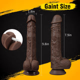 FIDECH Thrusting Vibrator Dildo Sex Toys with Rotating and Heating - 9.8 Inches Realistic Black Telescopic Penis for Anal Clitor