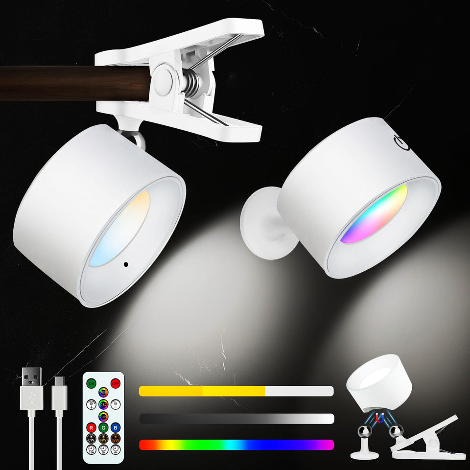 Adetu Led Wall Mounted Lights, Rechargeable Wall Sconces Lamp, 3 Color Temperatures & Remote, Magnetic Clamp Light 360 Rotation