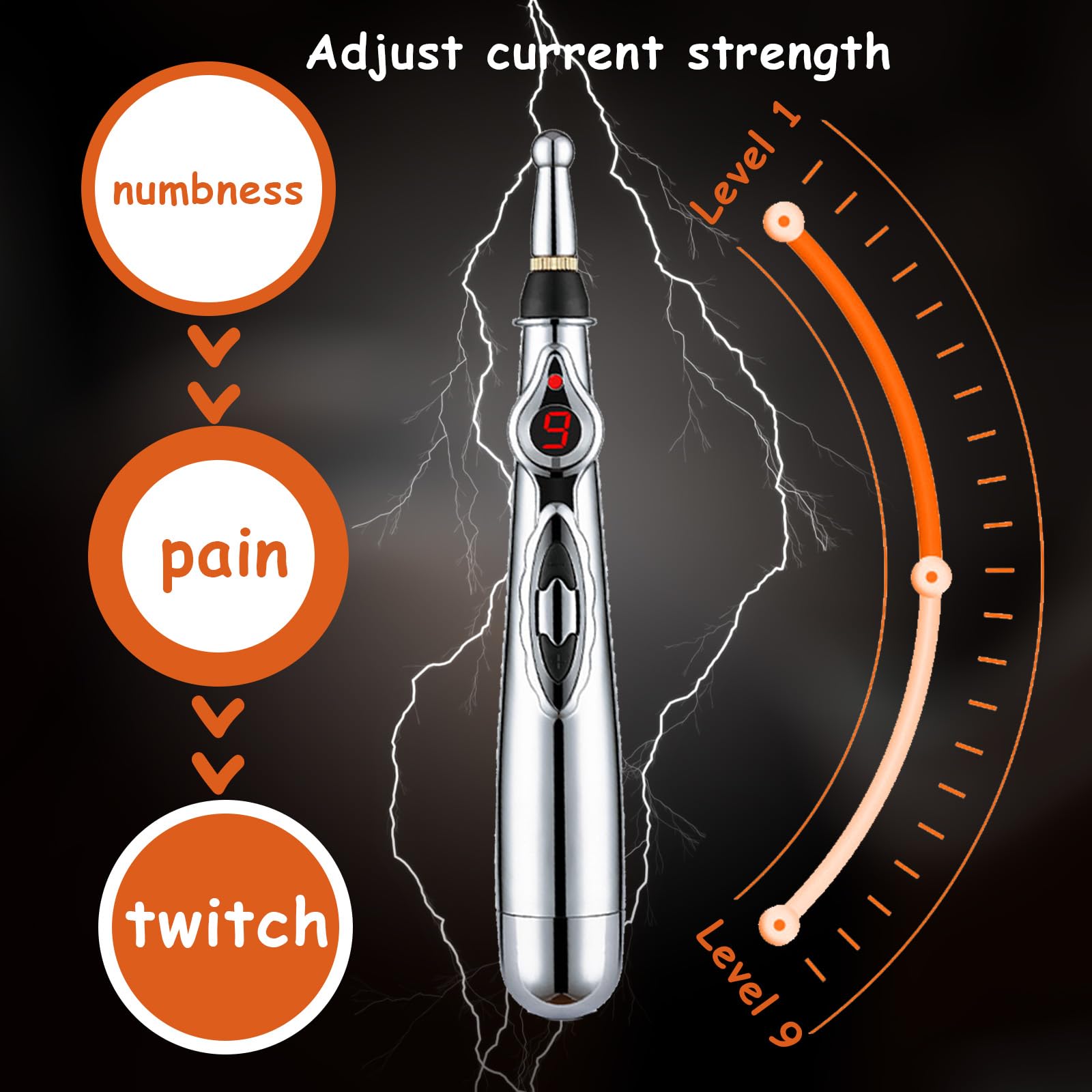 BDSM Electric Shock Wand with 9 Strengths SM Games Toys Adjustable Current Electric Shock Stick Bondage Accessories Electrical S