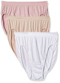 Bali Womens 3 Pack Comfort Revolution Hi Cut Panty, Rosewood/White/Hush Pink, 6/7