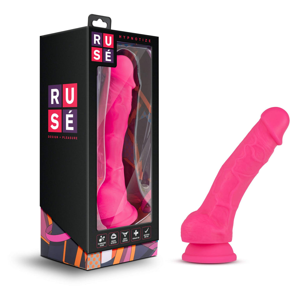 Blush Novelties Ruse 7.5 Inch Silicone Dildo, Thick, Girthy, Suction Cup, Strap On Harness Compatible, Sex Toy For Women
