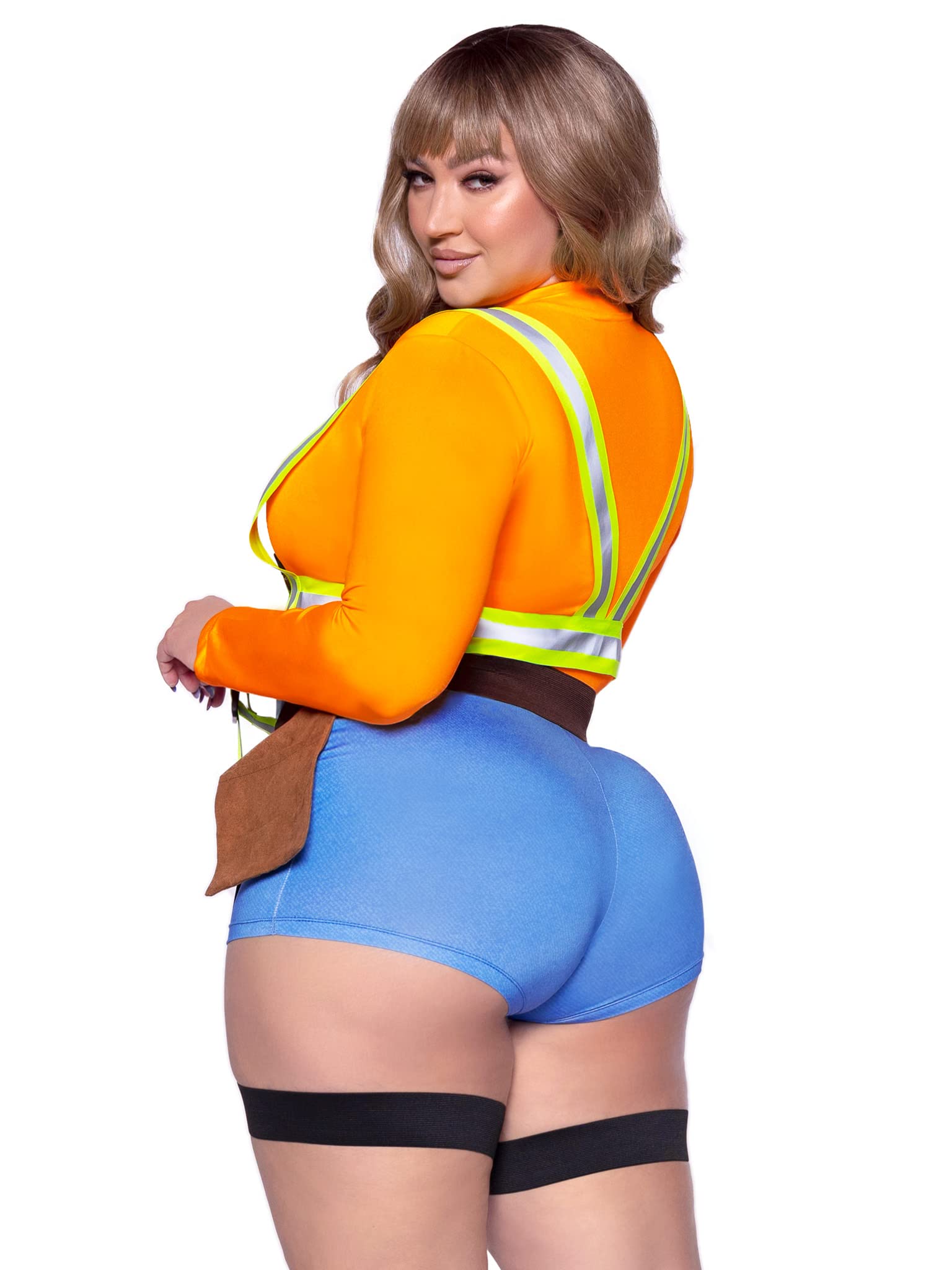 2 PC Nailed It Construction Worker, includes zip up romper and reflective garter harness with tool pockets.