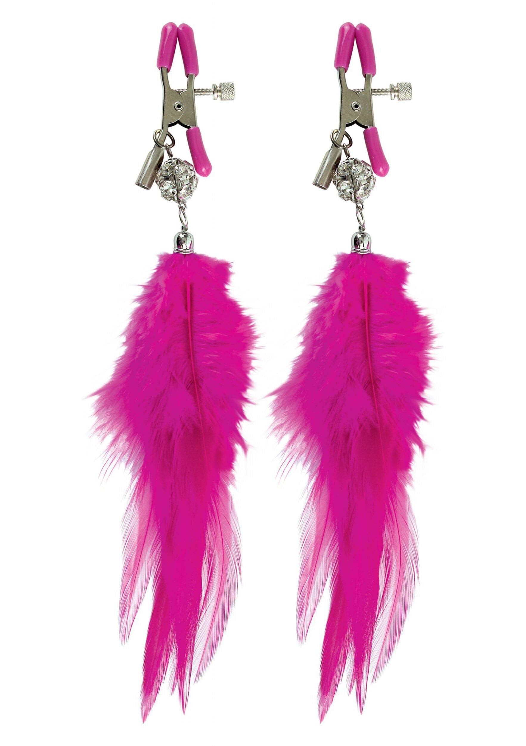 Fetish Fantasy Fancy Feather Nipple Clamps, Pink