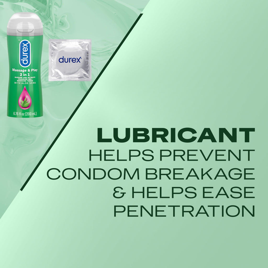 Lubricant, Durex Massage Gel & Personal Lubricant, Durex Massage & Play 2 in 1 Lubricant, 6.76 oz., Soothing Touch with Aloe Ver