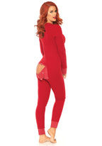 Leg Avenue Cozy Brushed Rib Long Johns Wi Red Color