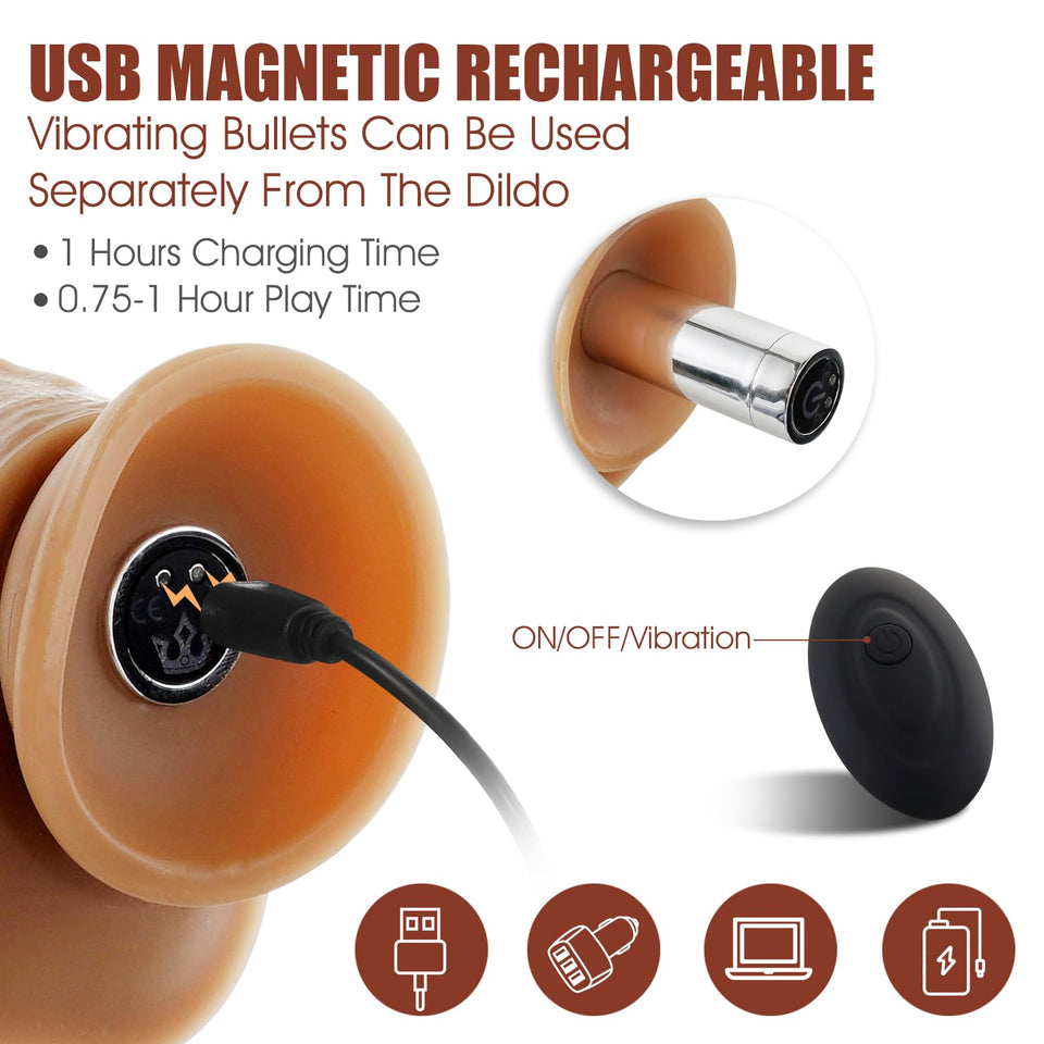 Strap On Vibrating Dildo Harness for Pegging,Realistic Anal Dildos with Remote Control & Bullet Vibrator,Wearable Penis G Spot S