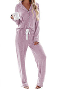 Ekouaer Womens Jersey Knit Pajamas Lightweight Stretch Sleepwear with Pockets Long Sleeve Sleep Set (Pink,L)