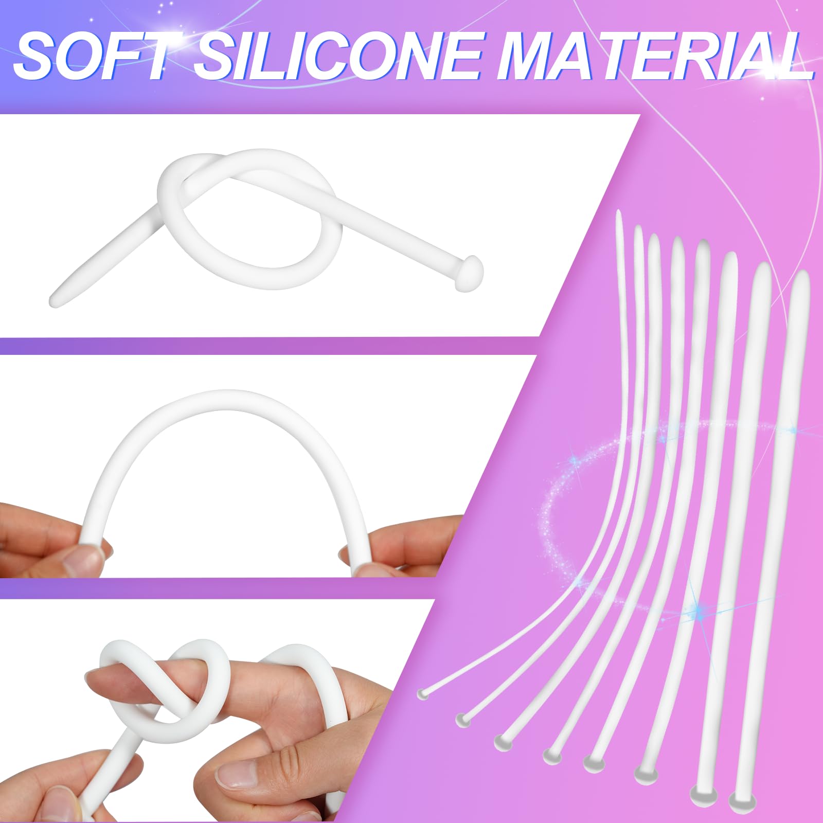 Kutocesy Urethral Sounds Silicone Plug 7 PCS Set,Urinary Dilator Urethra Masturbation Rod White Penis Plug Fetish Sex Toy for Me