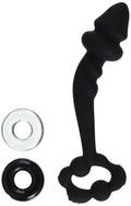 (D) Cloud 9 Extra Long Prostat Plug Black W/Bonus C Rings