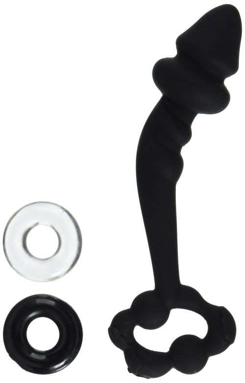 (D) Cloud 9 Extra Long Prostat Plug Black W/Bonus C Rings
