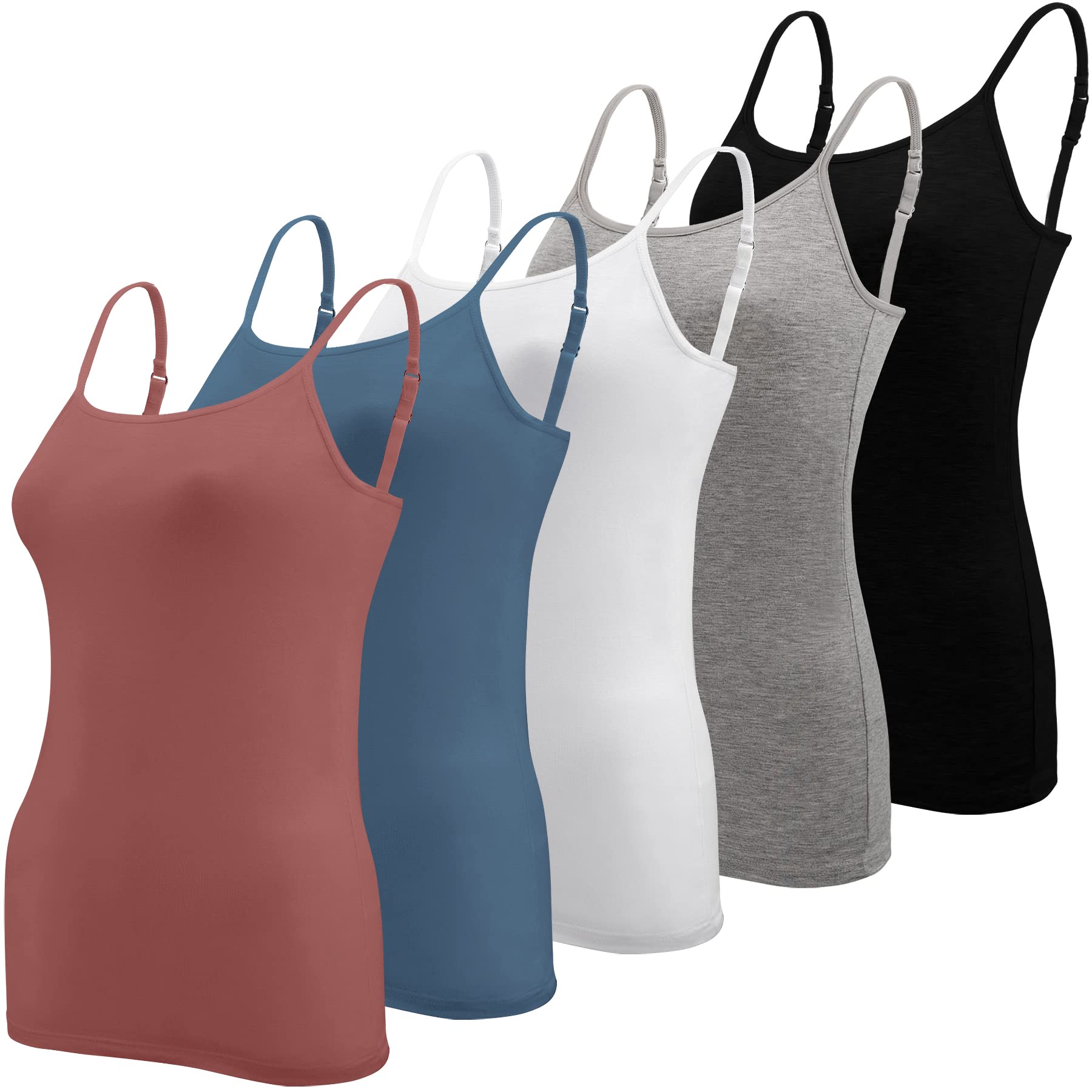 BQTQ 5 Pcs Womens Camisole Tank Tops Undershirt Spaghetti Strap Camisoles Pack, L