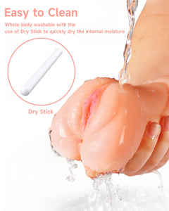 3 in 1 Male Masturbator Adult Sex Toys, Pocket Pussy with Real Mouth Tongue 3D Textured Vagina & Tight Anus & Drying Stick, Sex