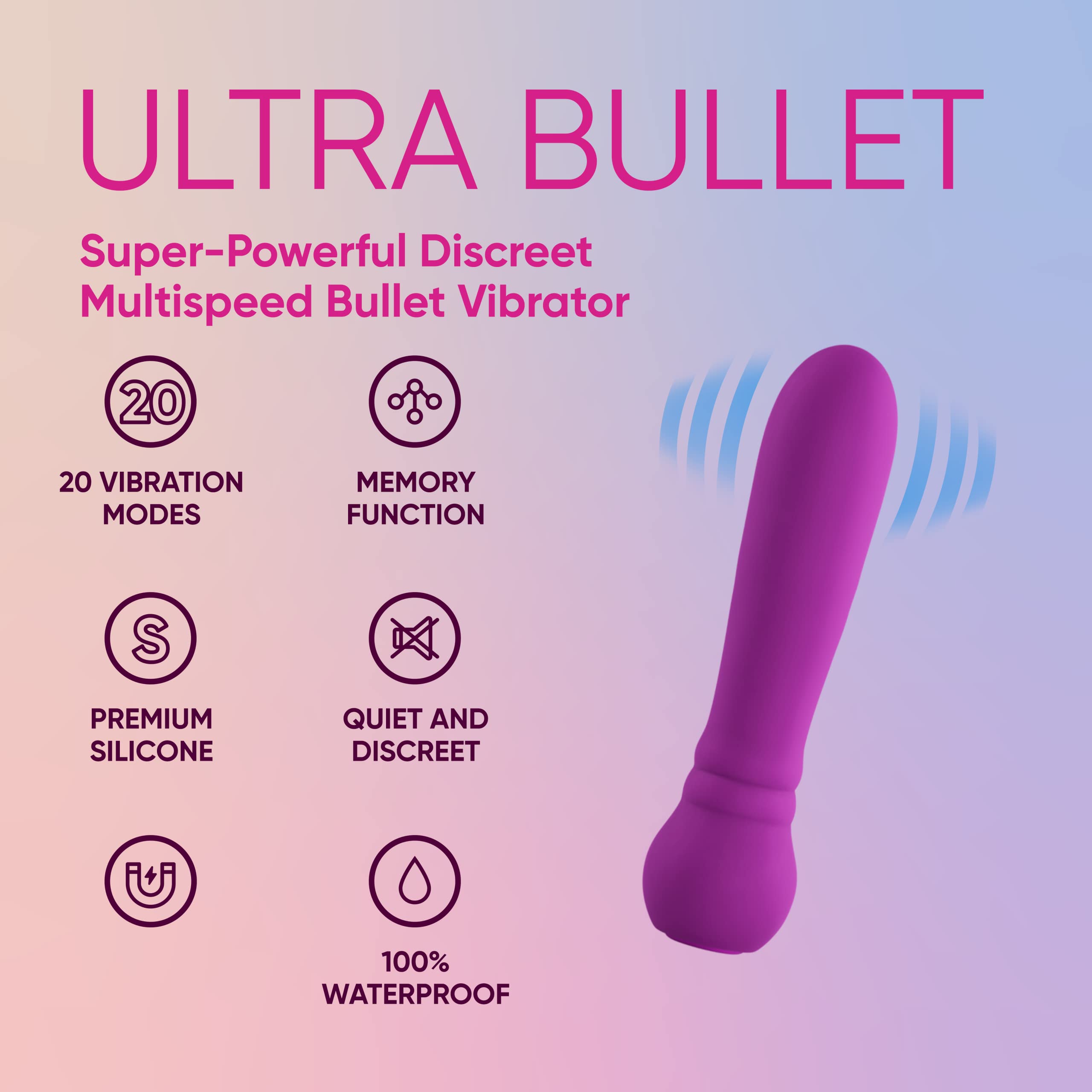 Femme Funn Ultra Bullet Sex Toys - 20 Vibration Modes, Waterproof, Quiet, Discreet Adult Toys - Premium Silicone Sex Toy with Ma