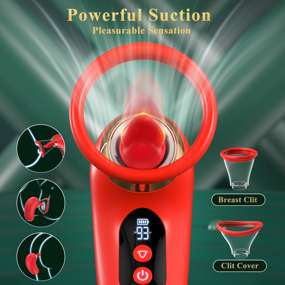 Gasevimo Vibrator Adult Sex Toys for Women - 5IN1 Sucking Vibrator Rose Sex Toy, 3 Sucking, 9 Tongue Licking & Vibrating Adult S