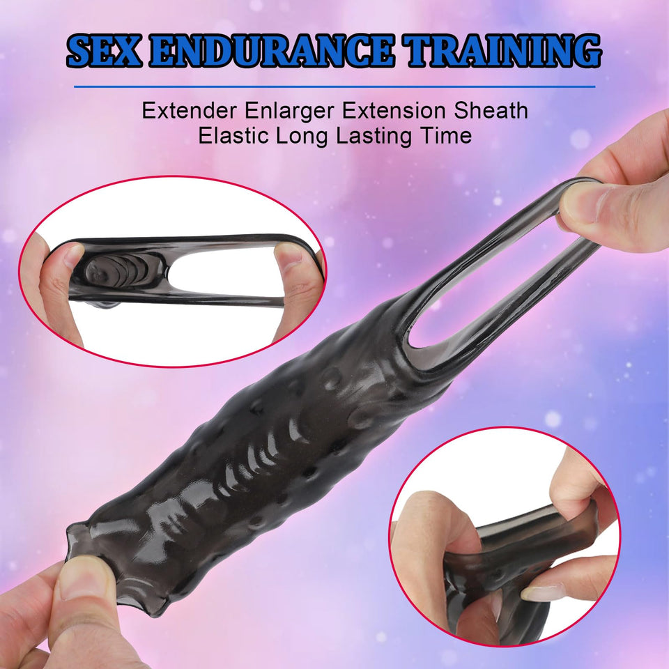 Penis Sleeve, Cock Sleeve Realistic Adult Male Sex Toys for Men Penis Extender,Ultra-Soft Silicone Penis Enlarger for Couples Se