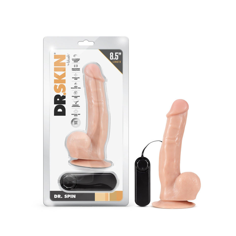 Blush Novelties Dr. Skin Dr. Spin 8.5 Inch Gyrating Vibrating Realistic Suction Cup Dildo