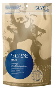 GLYDE Maxi  XL Fit Condoms  12 Count  UltraThin  Vegan  NonToxic  Large Size Natural Rubber Latex  56mm for Generous Fit