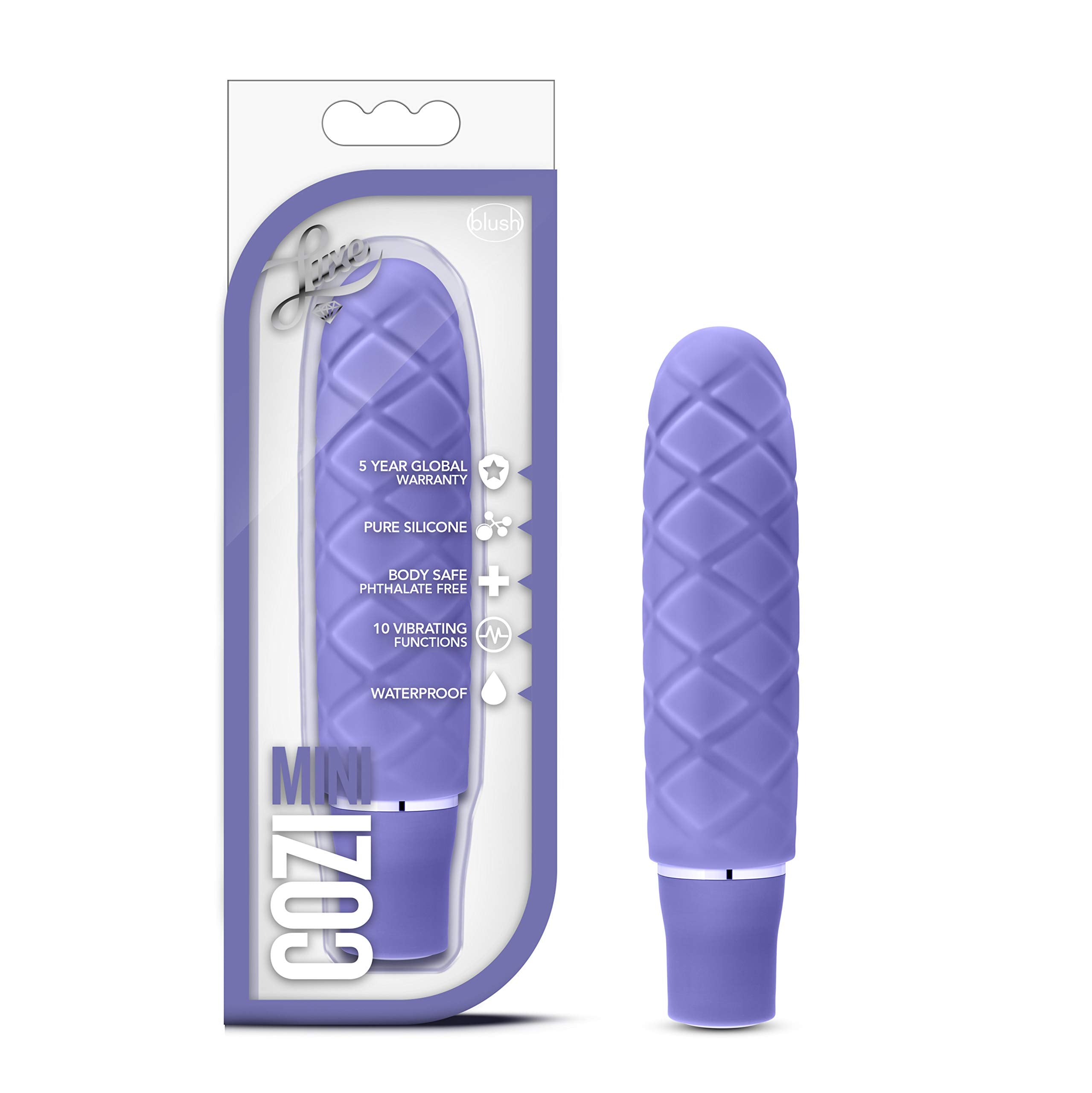 Blush Novelties Luxe Cozi 10 Vibrating Functions Satin Smooth Silicone AAA Battery Mini Vibrator - IPX7 Submersible Waterproof -