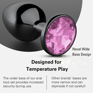 Anal Plug Beginner Set - 4 PCS Jewel Butt Plugs Sex Toy Anal Training Kit- Guncolor G Spot Anal Sex Adult Toy for Beginner Adult