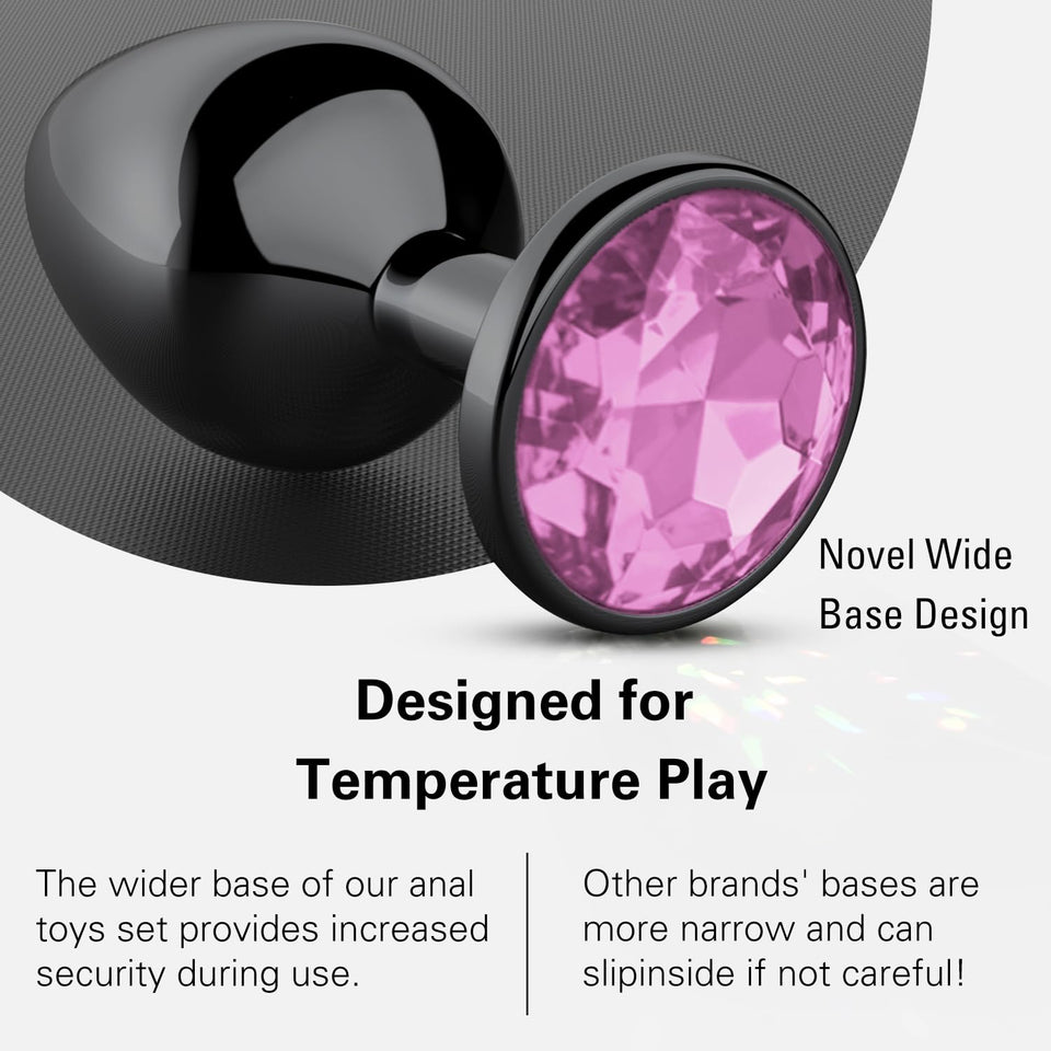 Anal Plug Beginner Set - 4 PCS Jewel Butt Plugs Sex Toy Anal Training Kit- Guncolor G Spot Anal Sex Adult Toy for Beginner Adult