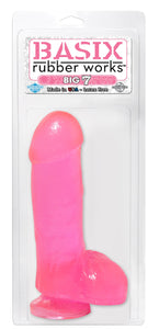 Basix Rubber Works Big 7-Inch Dong With Suction Cup, Pink