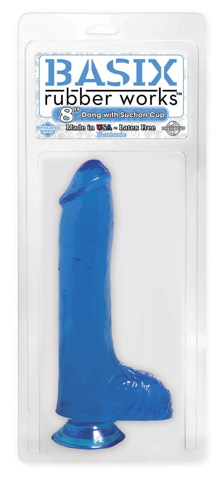 Basix 8'' Dong With Suction, Blue