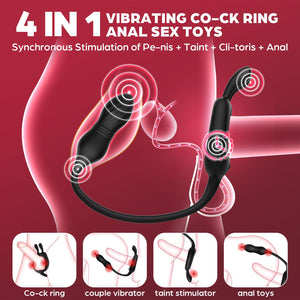 Thrusting Anal Toys Prostate Massager, lvhua 4 in 1 Male Sex Toy for Men Couples, 10 Vibrations x 10 Thrustions Remote Control A