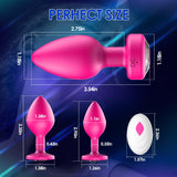 Anal Plug Sex Toys Vibrator- 3PCS Silicone Anal Toys Butt Plug Training Kit with Remote Control 10 Frequency Vibration, Vibratin