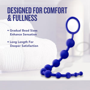 Blush Luxe Silicone 10 Beads - Silky Smooth Ultrasilk - Puria Platinum Silicone - Beginners Anal Beads -12.5 Long With Sturdy Pu