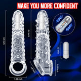 Penis Sleeve Vibrating Cock Sleeve, Penis Extension Reusable with Clitoral Stimulator, Soft Graininess Shaped Penis Extender, Pe
