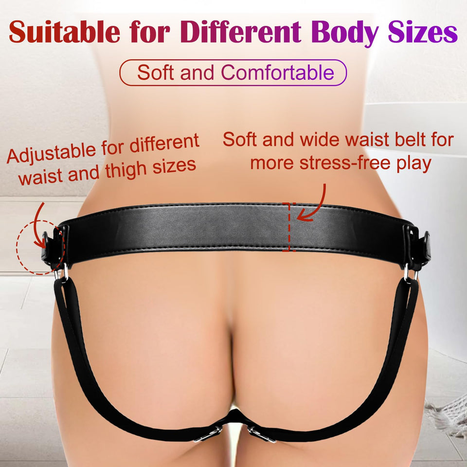 Strap On Dildo Harness Adult Sex Toys for Women Men Pegging Dildo, Adjustable Waist and Thigh Soft Nylon Vegan Leather Belt with