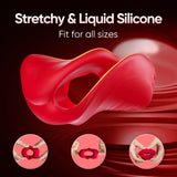 Cock Ring-Sex Toy for Men, Mouth Shaped Adult Toys for Erection Enhancing, Silicone Penis Ring Red
