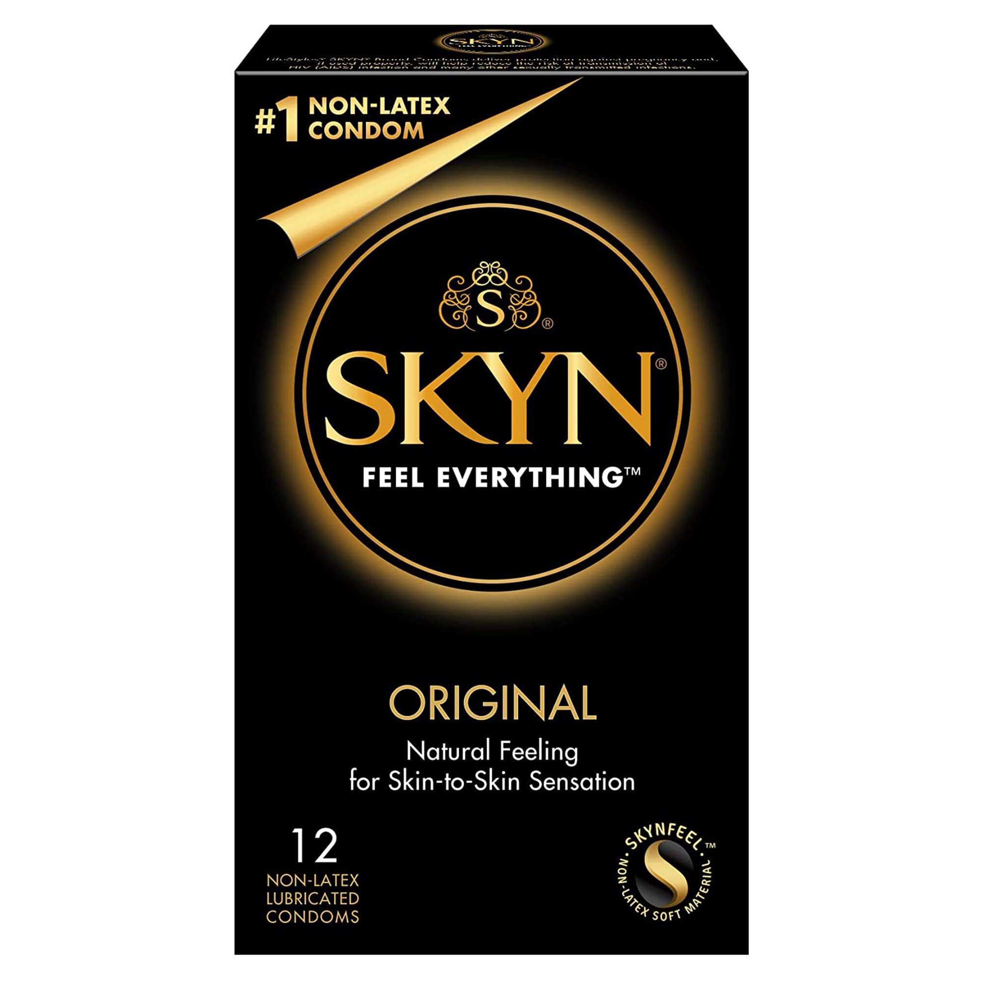 SKYN Original Condoms - 12 Count - Lubricated Latex-Free Condoms - Natural Feeling for Skin-to-Skin Sensation