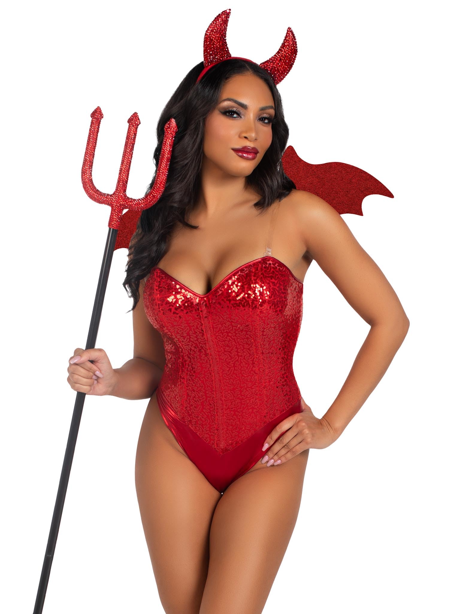 2 PC Devil Kit, includes rhinestone devil wings and horn headband.