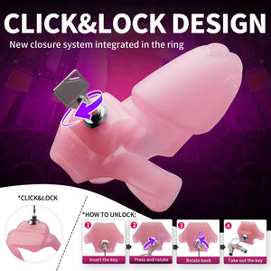 FYJENNICC HT-V5 Male Chastity Cage - Lightweight Resin Male Chastity Cage with Click&Lock Key | Ergonomic Design| Bondage Gear &
